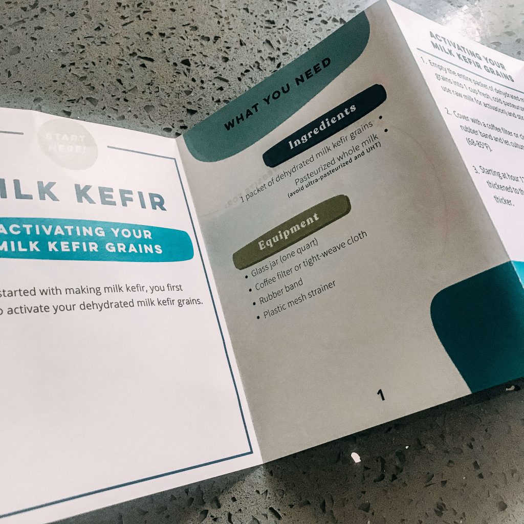 instructional booklet how to make kefir from kefir grains