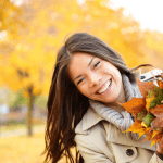 woman with fall foliage